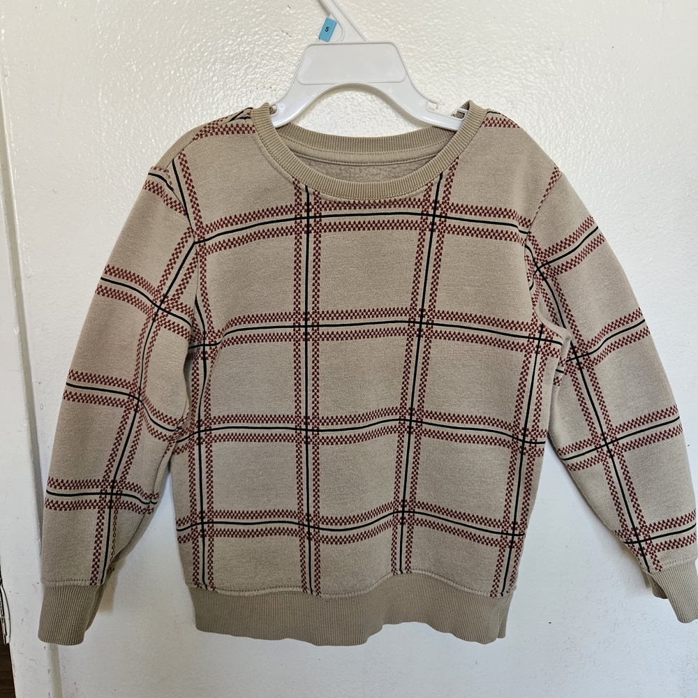 Plaid Kids Sweater - Beige and Red